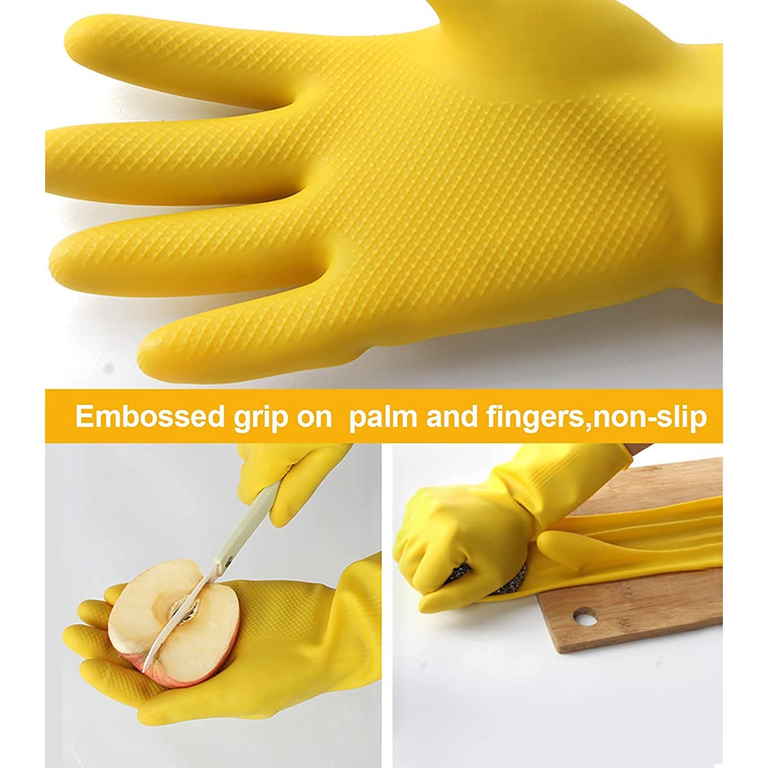 4854 2 pair med yellow gloves For Types Of Purposes Like Washing Utensils, Gardening And Cleaning Toilet Etc. DeoDap 4854 2 pair med yellow gloves For Types Of Purposes Like Washing Utensils, Gardening And Cleaning Toilet Etc. DeoDap